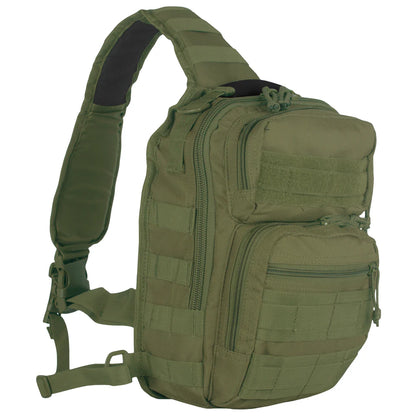 Green tactical sling bag on a white background