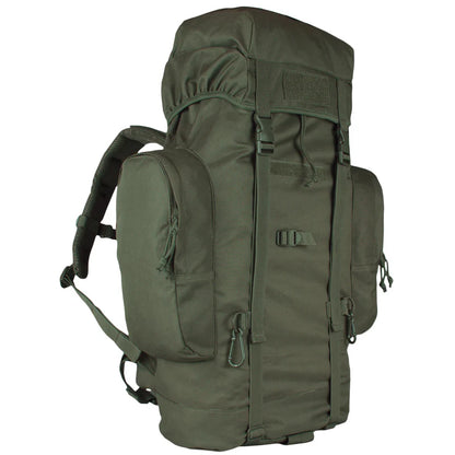 Green backpack on a white background