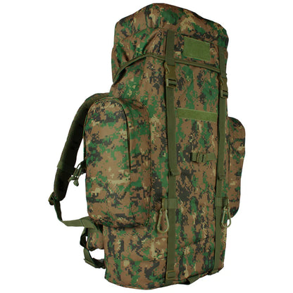 Camouflage backpack on a white background