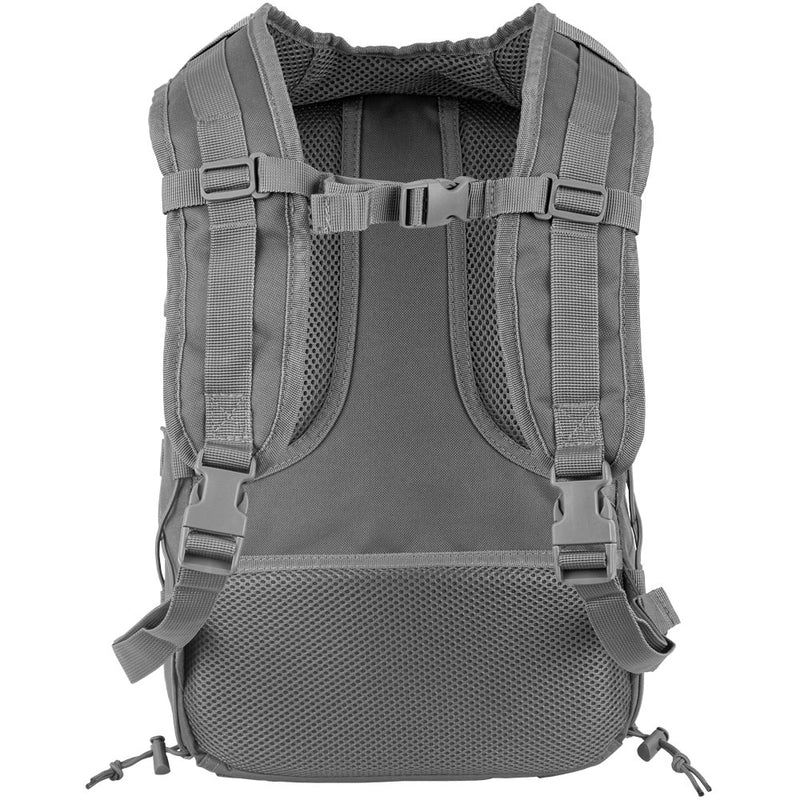 Gray tactical backpack on a white background