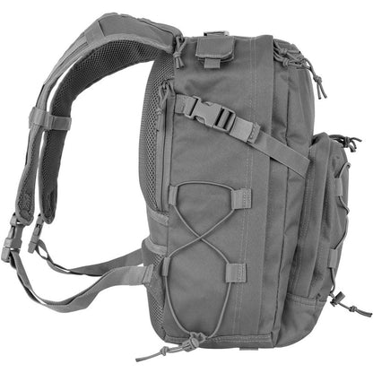 Gray tactical backpack on a white background