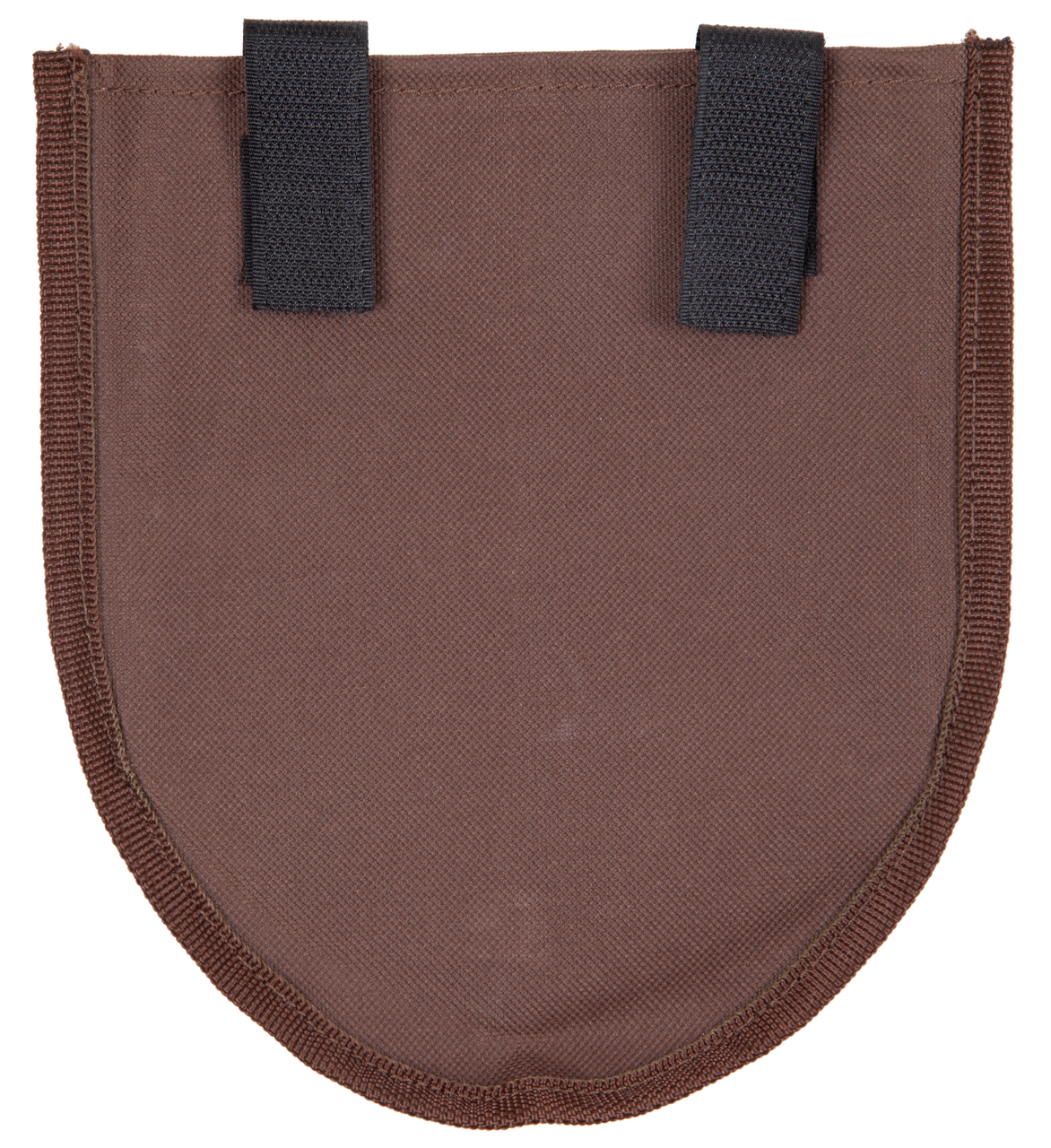 Brown leather patch with black straps on a white background