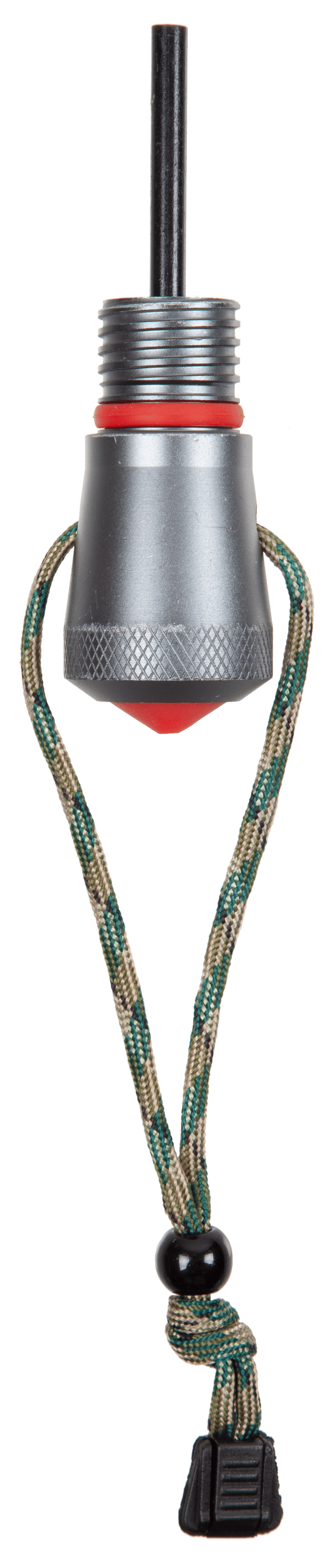 Metallic nozzle with a lanyard on a transparent background