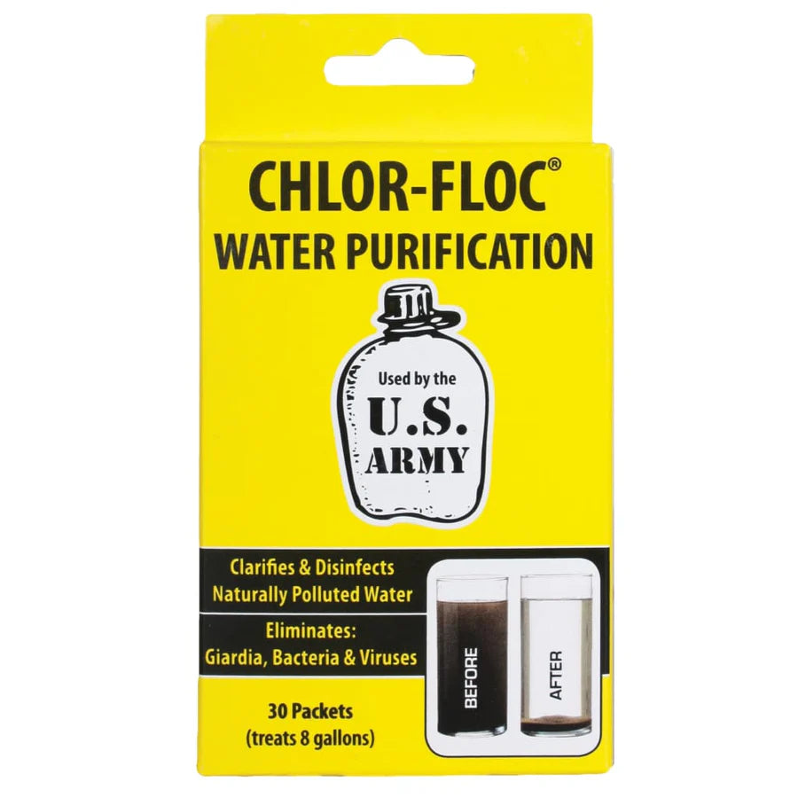 Chlor-Floc Water Purification Tablets - 30 Pack | Emergency Water Treatment & Survival