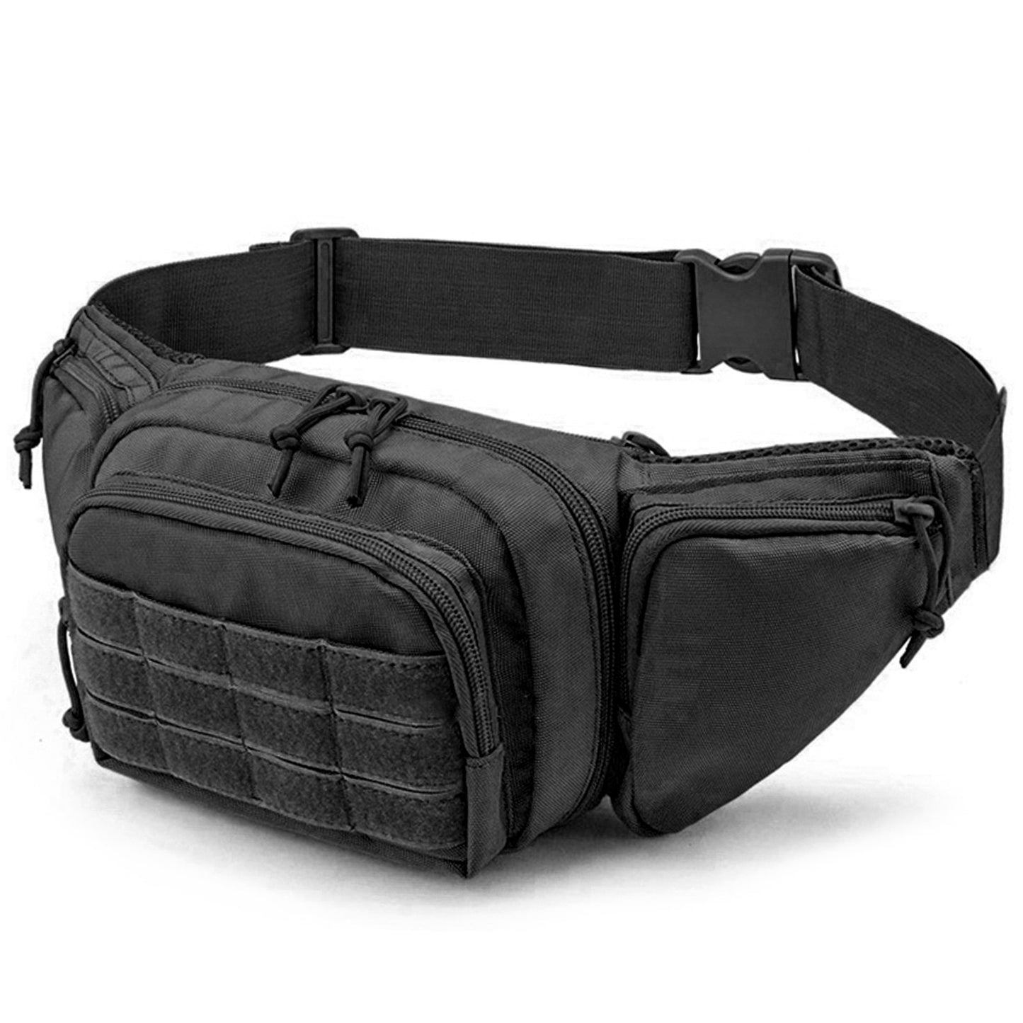 Black tactical waist bag on a white background